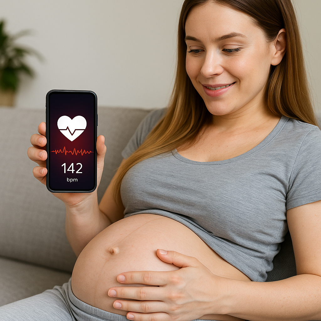 A serene and calming scene depicting the responsible use of a baby heart rate monitoring app. In the foreground, a parent's hands gently holding a smartphone displaying a baby's heart rate graph. The middle ground shows a sleeping infant, their peaceful expression conveying the reassurance provided by the app. The background features a soft, blurred nursery setting with neutral tones, promoting a sense of tranquility. Warm, natural lighting emanates from a window, casting a gentle glow. The overall atmosphere emphasizes the importance of mindful, cautious usage of such technologies to monitor a child's wellbeing.