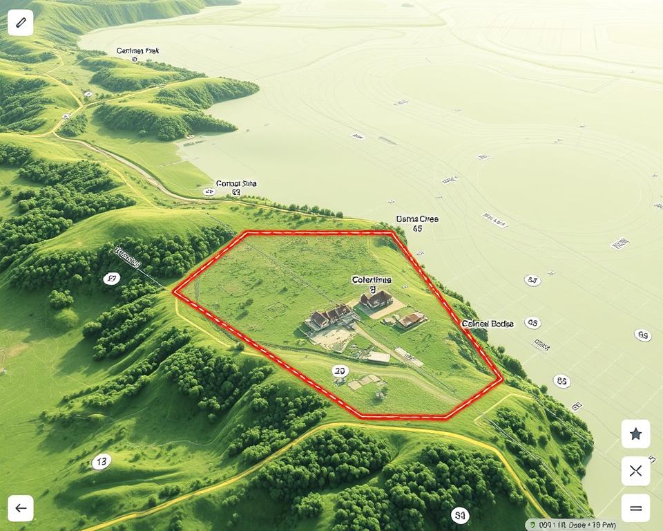 funcionalidades de medição de área no mapa